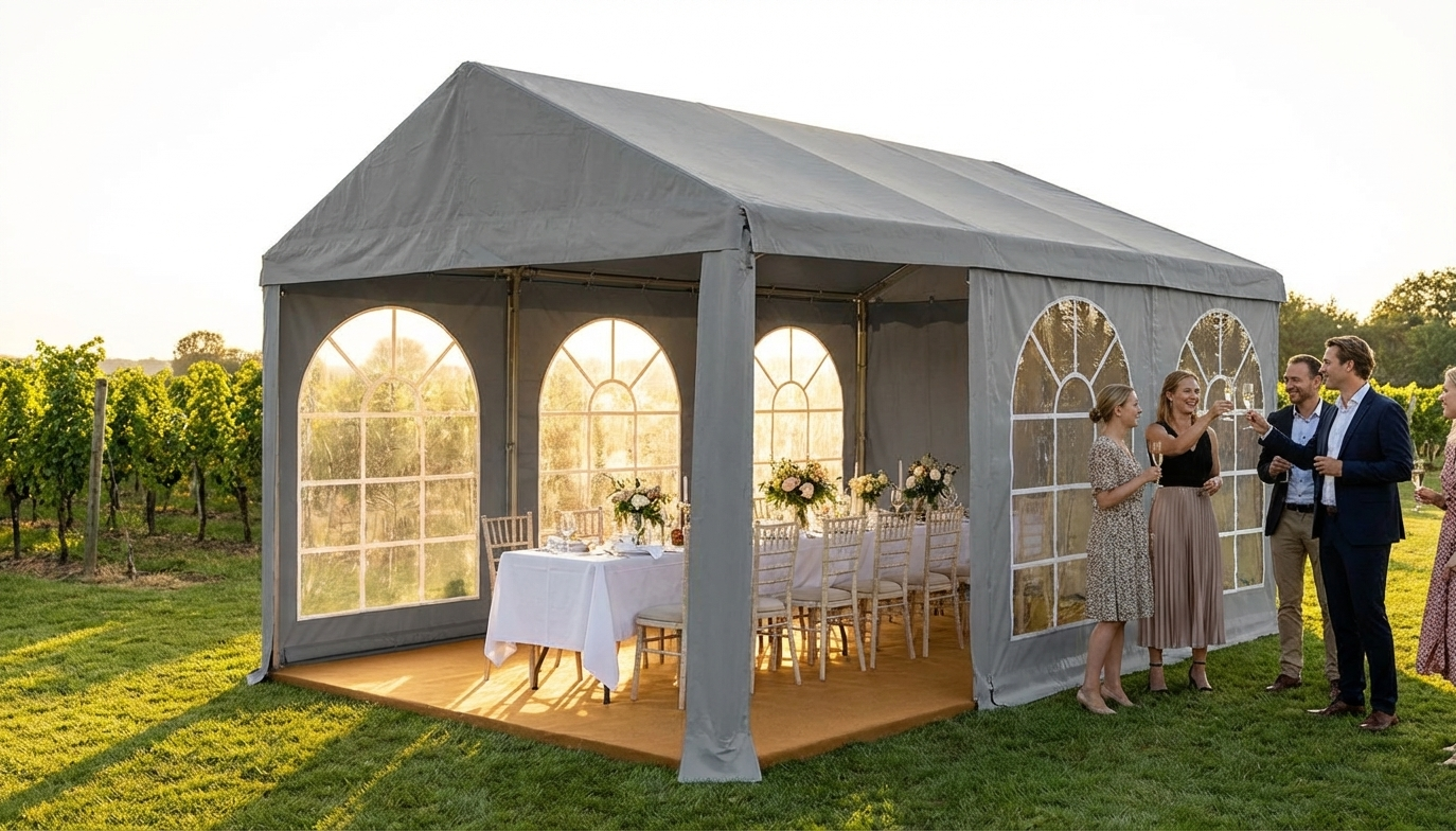 White marquee extension for events, 8x12 m - view 3