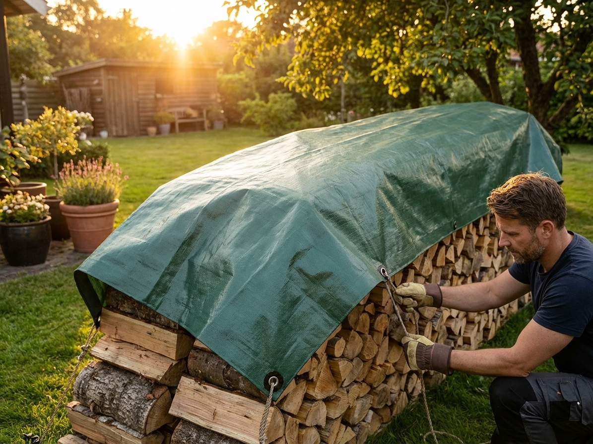 Green tarpaulin 6x8 m for outdoor protection - view 3