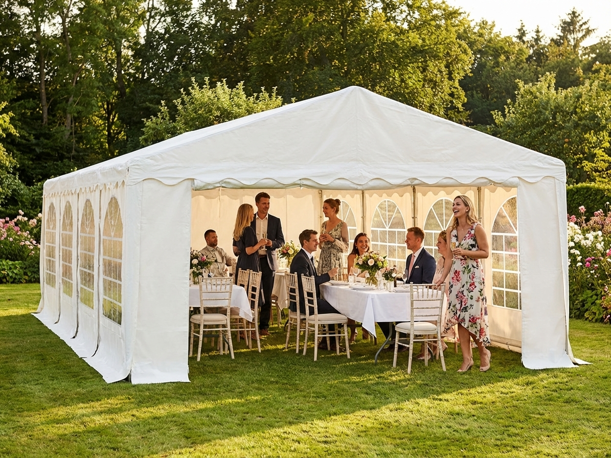 White PVC marquee tent 6x10m with steel frame for outdoor events - view 3