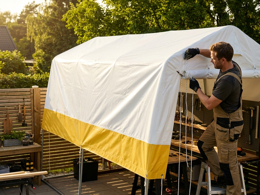 PVC Storage Tent Roof Cover in White and Yellow - product detail