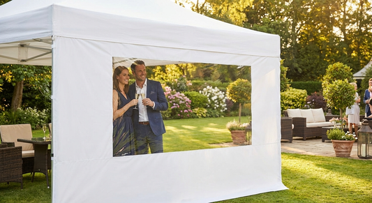 Sidewall with panorama window for FleXtents, 4m white - product detail