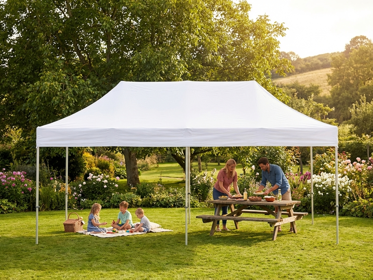 White pop-up gazebo with steel frame for outdoor events - view 3