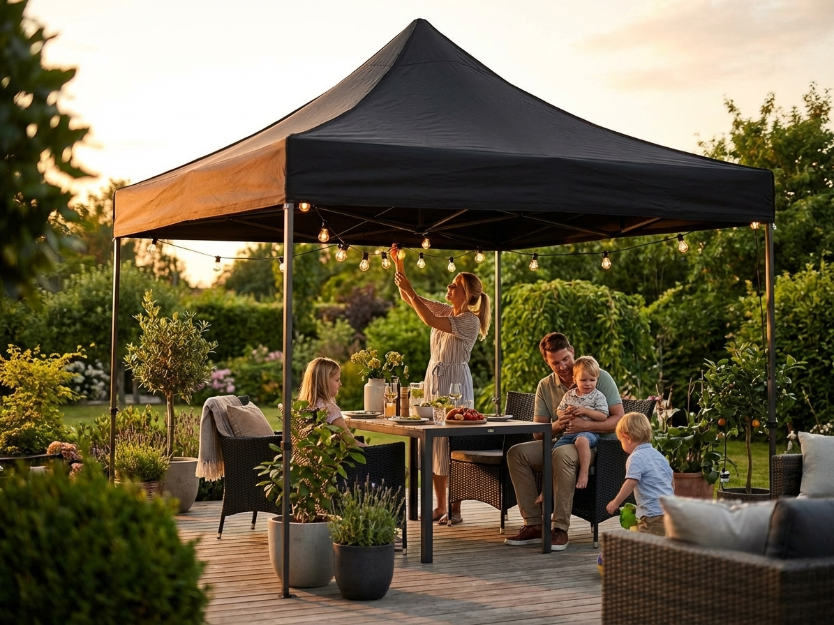 Black gazebo roof cover 3.5x3.5 m with polyester PVC backing - view 3