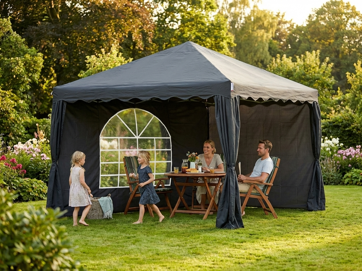 Black 3x3 m marquee for outdoor events - view 3