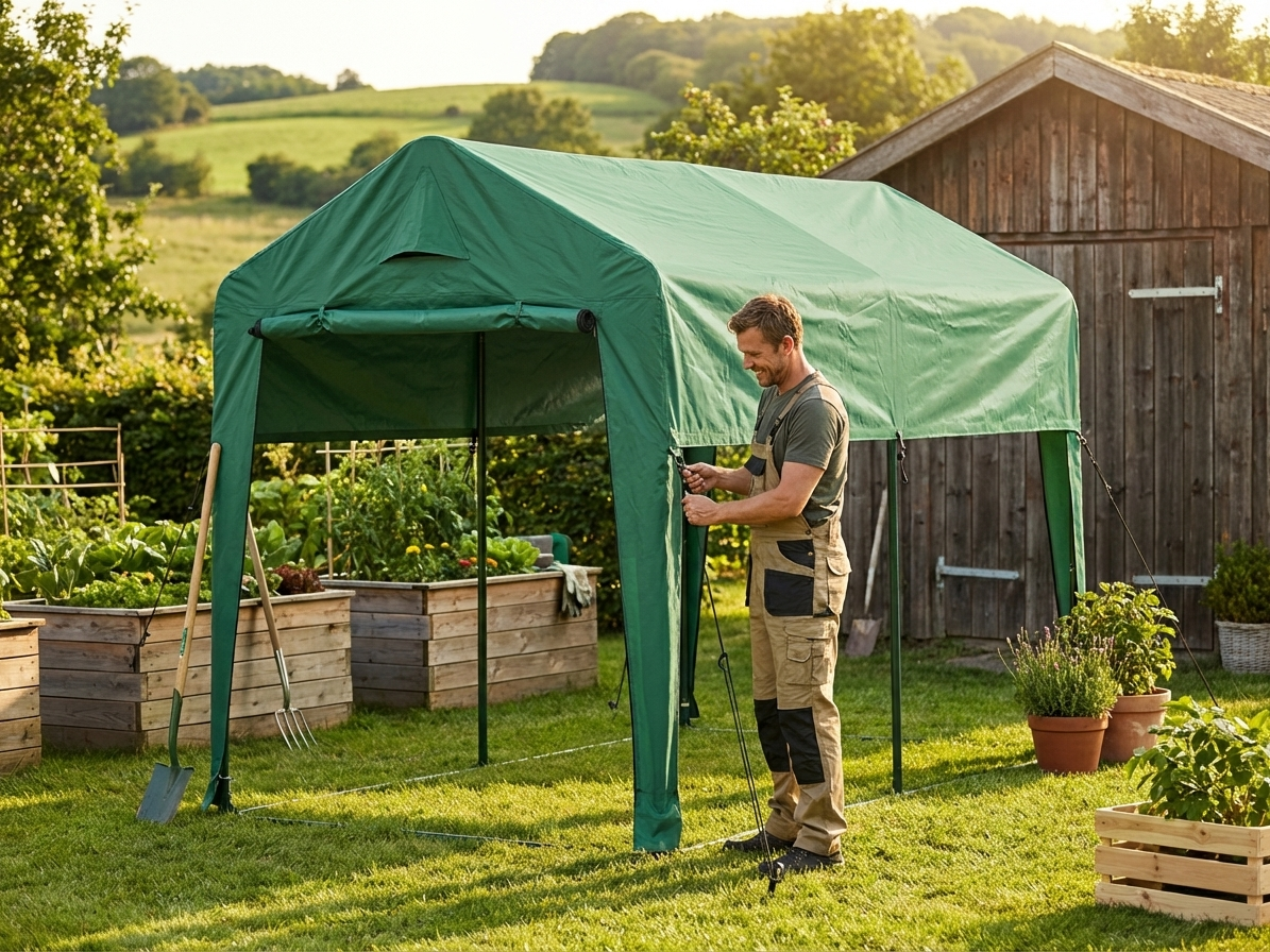 Green storage tent roof cover 2x3m PE tarpaulin - view 3