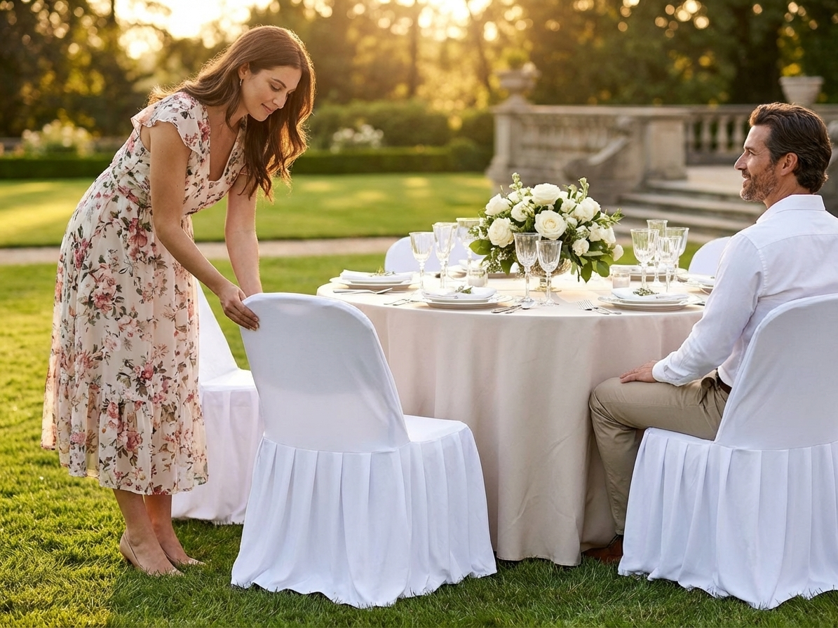 White chair cover, 48x43x89 cm, polyester material - view 3