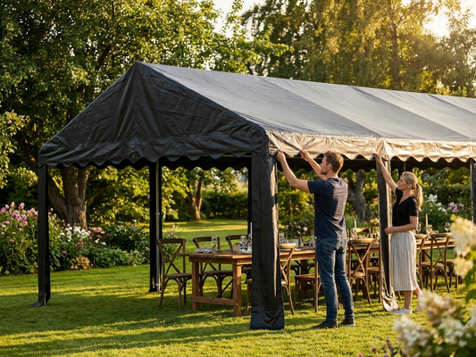 Black PVC Marquee Roof Cover 6x12m, ideal for outdoor events - product detail