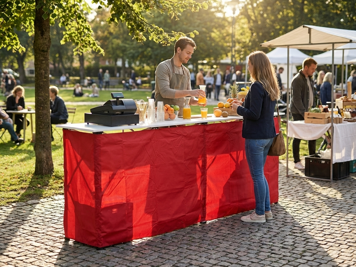 Red side panel for event shelters made of polyester with PVC backing - view 3