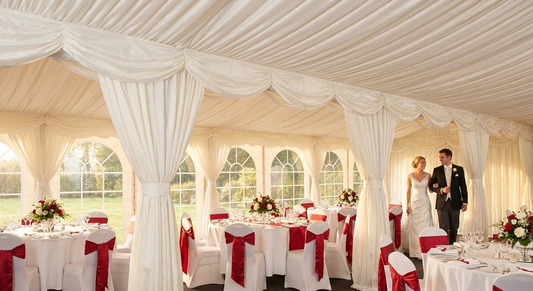 White marquee lining and leg curtain pack for 5x6m marquee - product detail