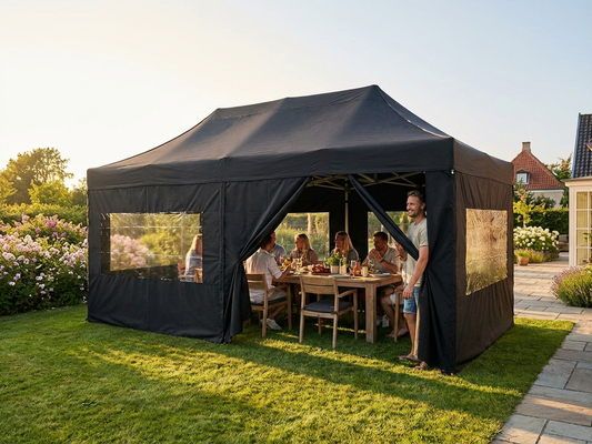 Pop up gazebo black 3x6m, flame retardant for outdoor use - product detail