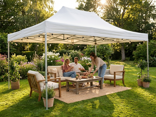 Heavy duty pop-up gazebo with white PVC roof and aluminium frame - product detail