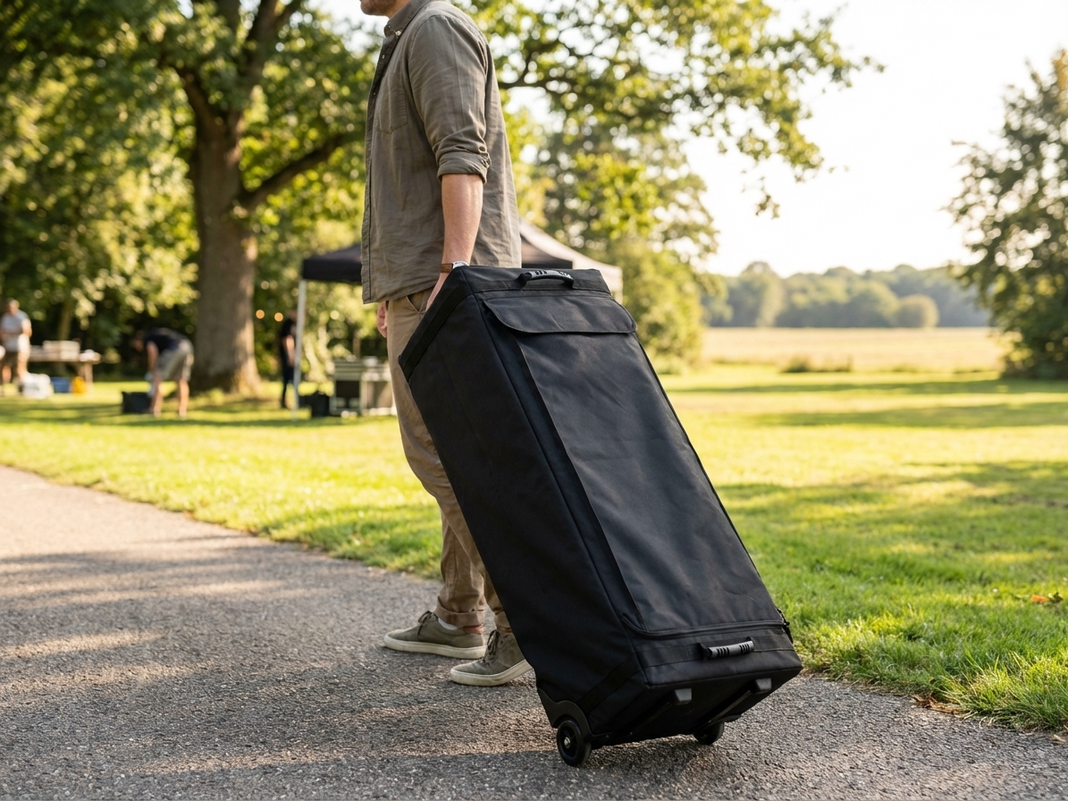 Carry bag with wheels, black, made from 600D Polyester for outdoor use - view 3