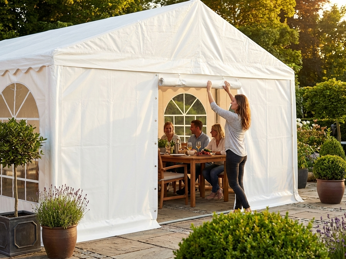 Endwall PLUS 5m white polyethylene tarpaulin for outdoor use - view 3