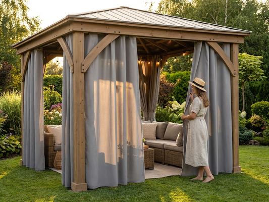 Grey gazebo curtains 3x3m for outdoor use - product detail