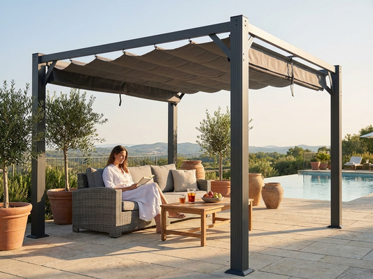 Pergola gazebo 3x3 m in dark grey with aluminium frame - product detail