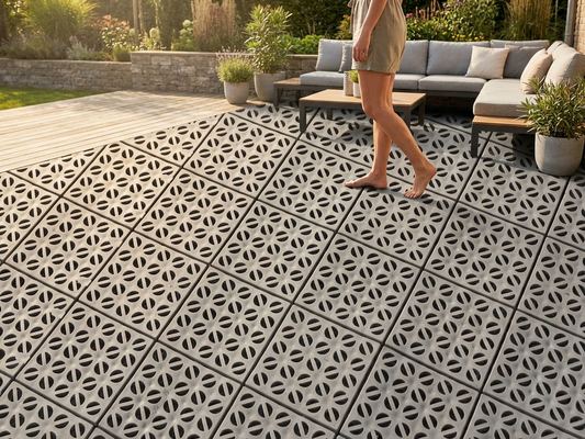 Grey plastic flooring - durable polyethylene for versatile use - product detail