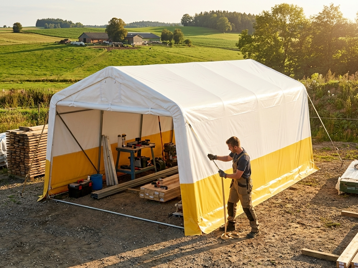 PVC Roof Cover 3.6x6 m White/Yellow for Storage Tents - view 3