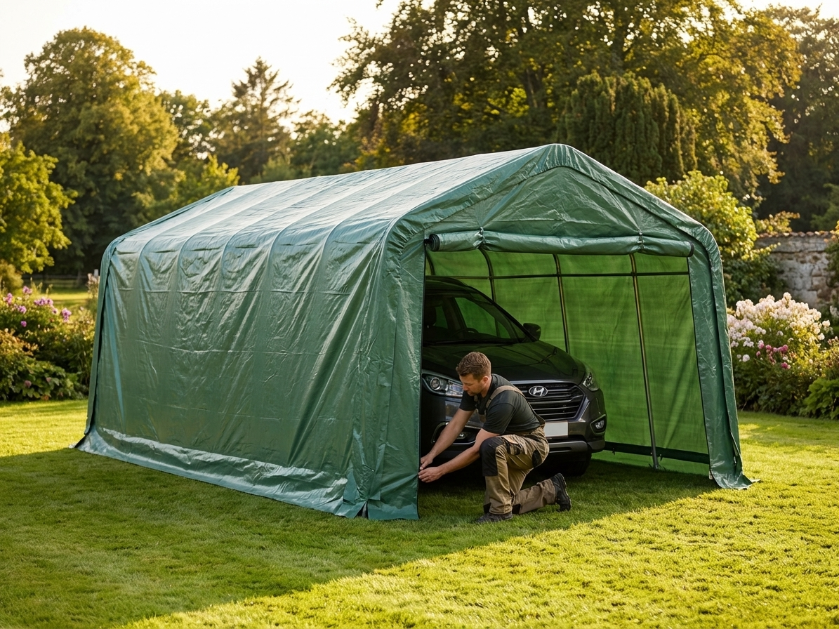 Green Portable Garage 3.6x7.2x2.68 m for outdoor storage - view 3