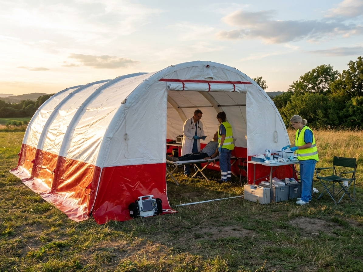 Inflatable medical tent in white and red, ideal for emergency use - view 3