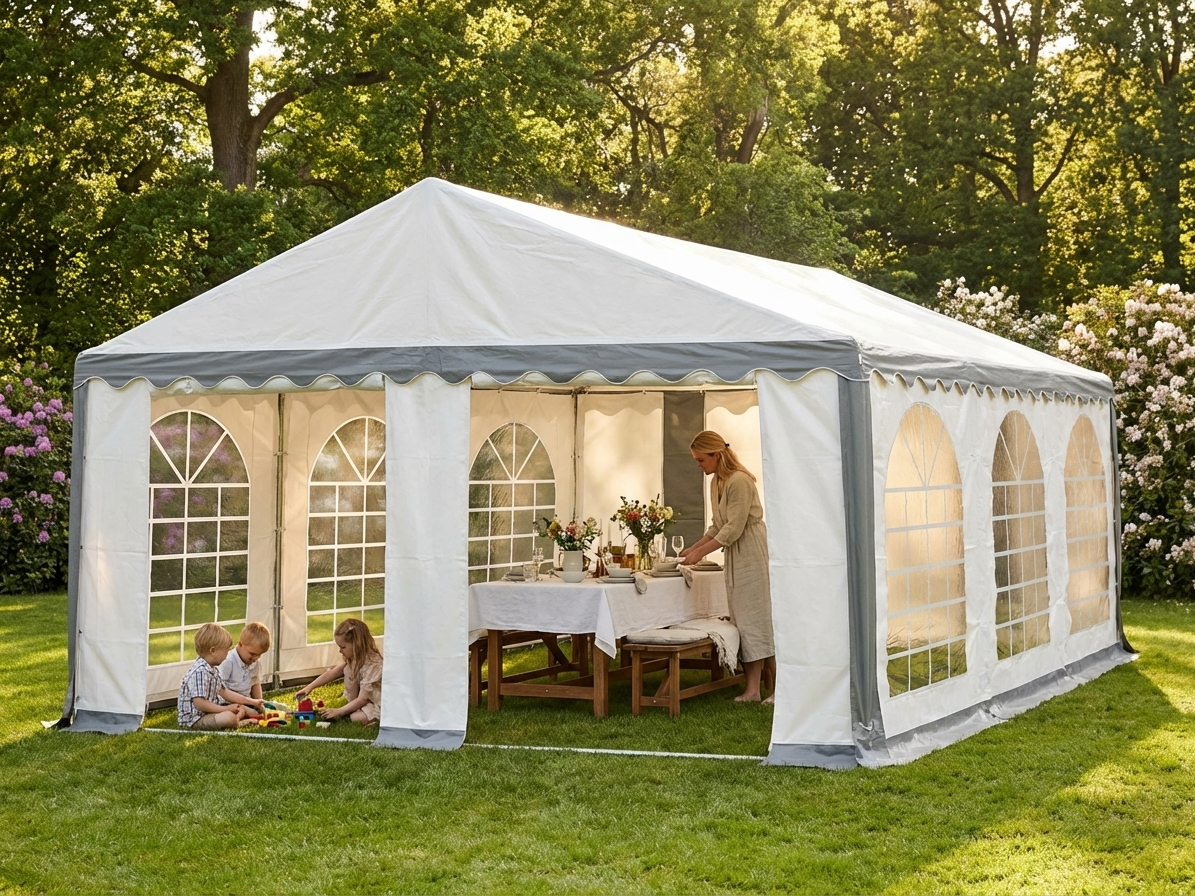 Outdoor Marquee 5x10m Grey/White PE Tarpaulin - view 3