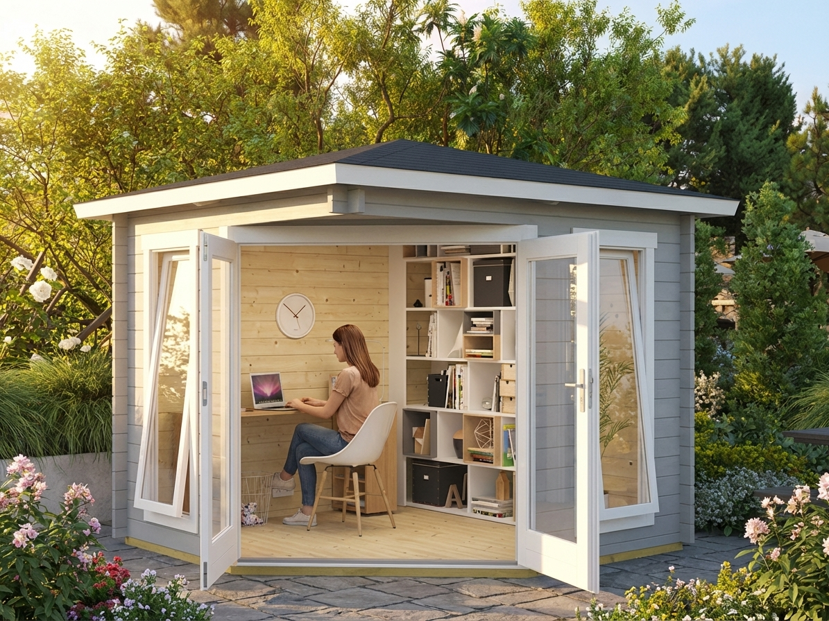 Wooden gazebo in light grey made from Nordic Spruce - view 3
