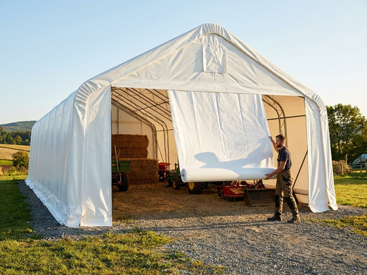 White PVC end wall and door for storage shelter - product detail
