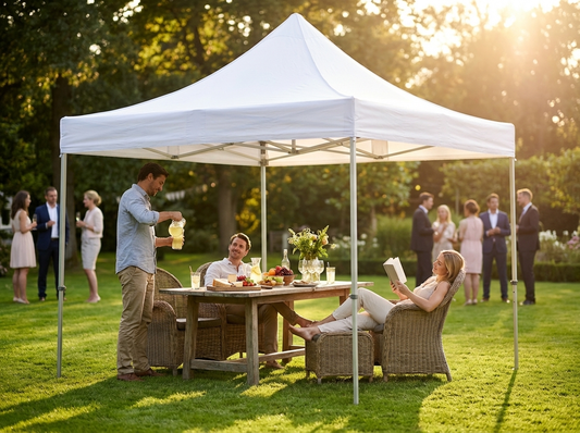 White pop-up gazebo with steel frame for outdoor events - product detail