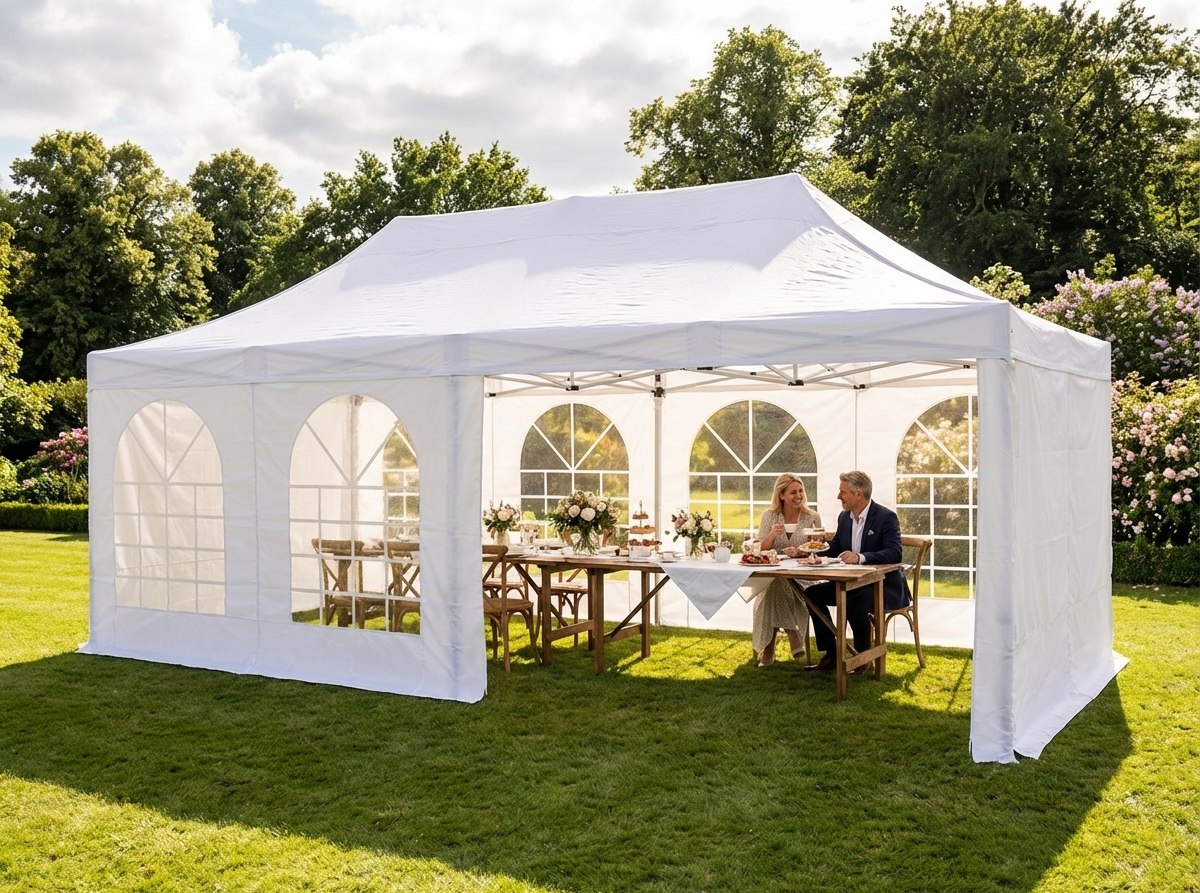 White pop-up gazebo 4x8m with aluminium frame for outdoor events - view 3