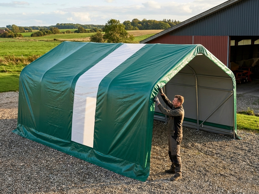 PVC roof cover for storage shelter in 6x18 m green - product detail