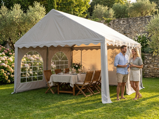 Sand-coloured 4x4 m marquee for outdoor events - product detail