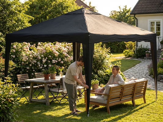 Black polyester roof cover 4x4 m for outdoor protection - product detail