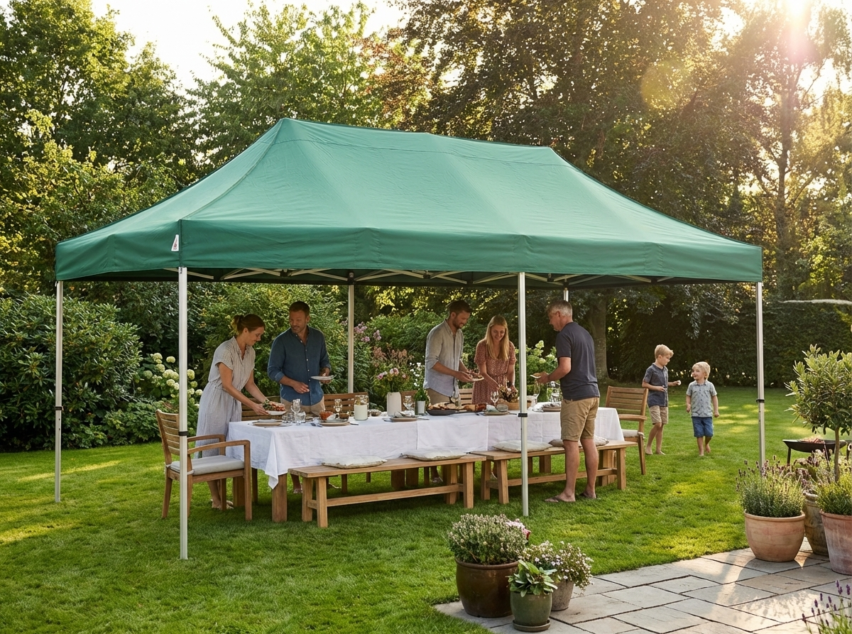 Green pop up gazebo with aluminium frame, ideal for outdoor events - view 3
