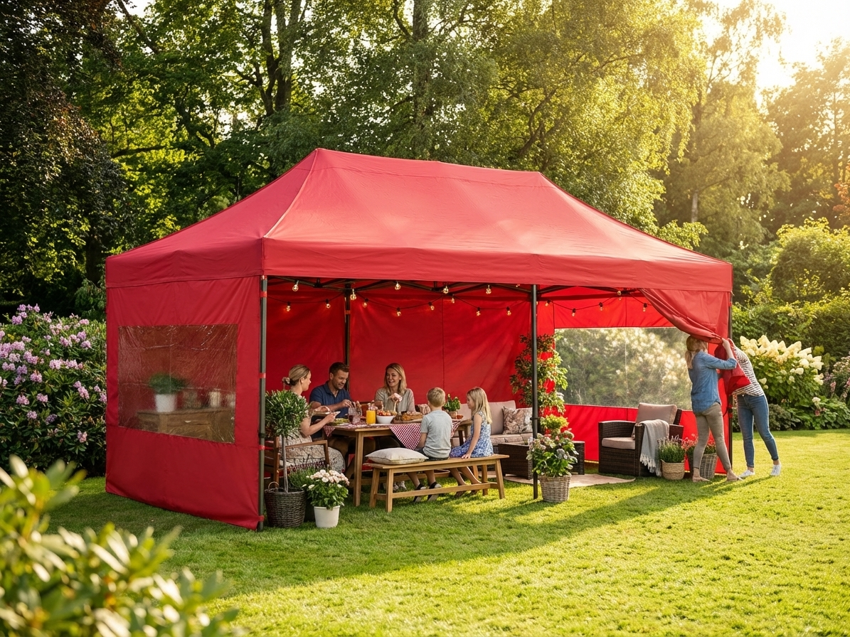 Red pop up gazebo 3x6m with aluminium frame for outdoor events - view 3