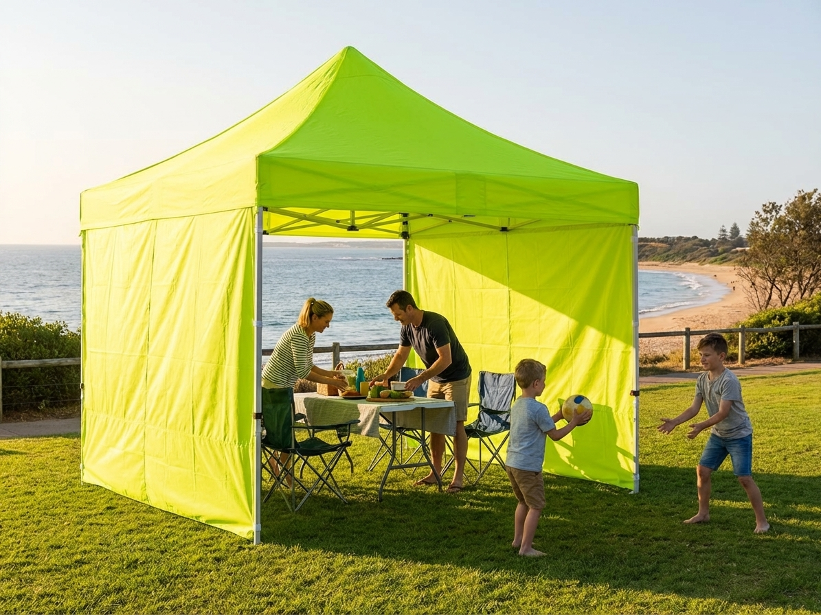 Neon yellow/green pop-up gazebo with aluminium frame for outdoor events - view 3