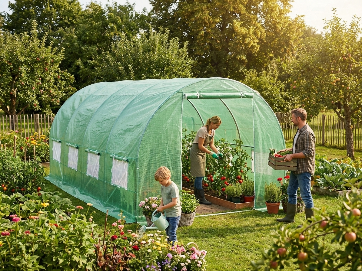 Green polytunnel greenhouse 3x6x2 m for gardening - view 3