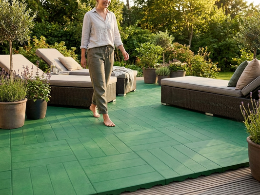 Green plastic flooring made from high-quality polyethylene - product detail