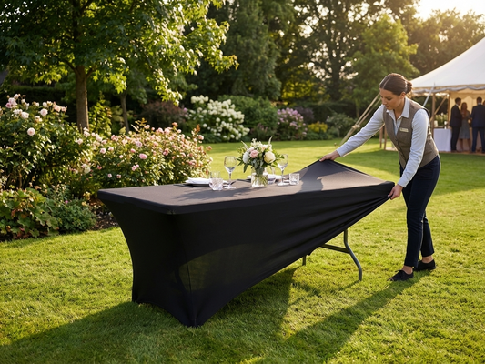 Black stretch table cover for events - product detail