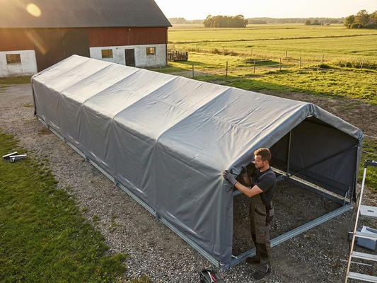 Grey PVC roof cover for storage shelter - product detail