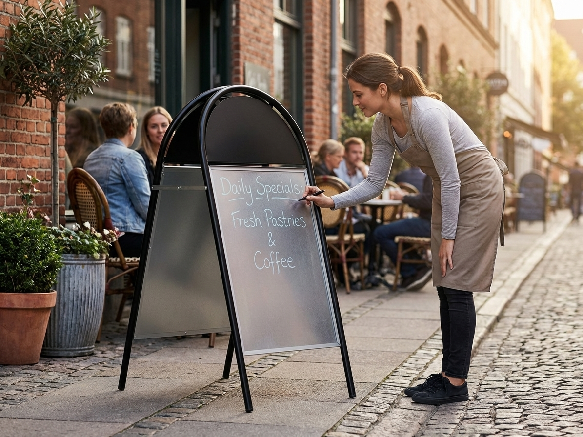 A-board 78x163 cm Black Zinc-Aluminium for Indoor/Outdoor - view 3