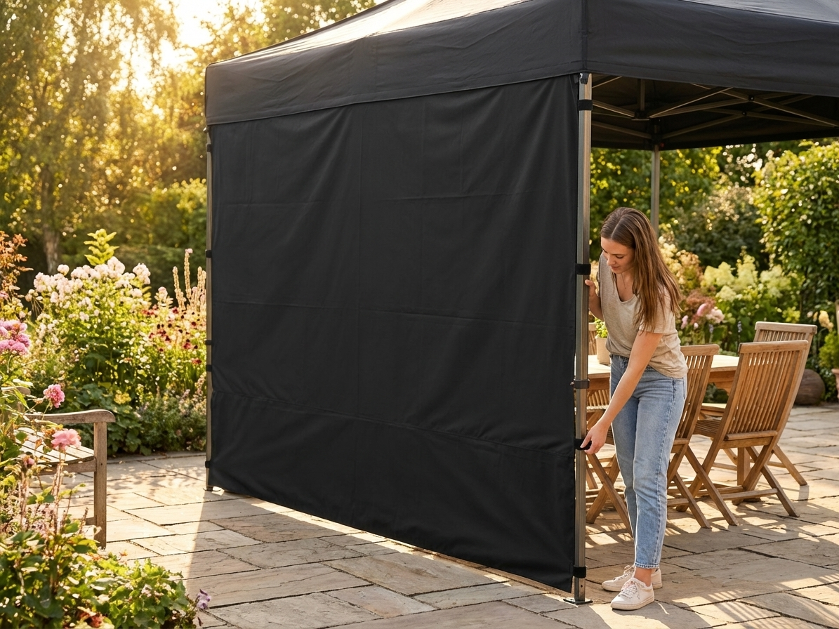 Black sidewall for FleXtents tent, 3m wide, polyester with PVC backing - view 3