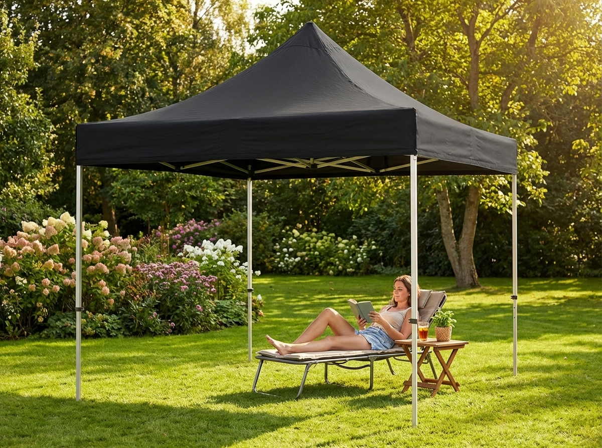Pop up gazebo with steel frame in black, 3x3m - view 3