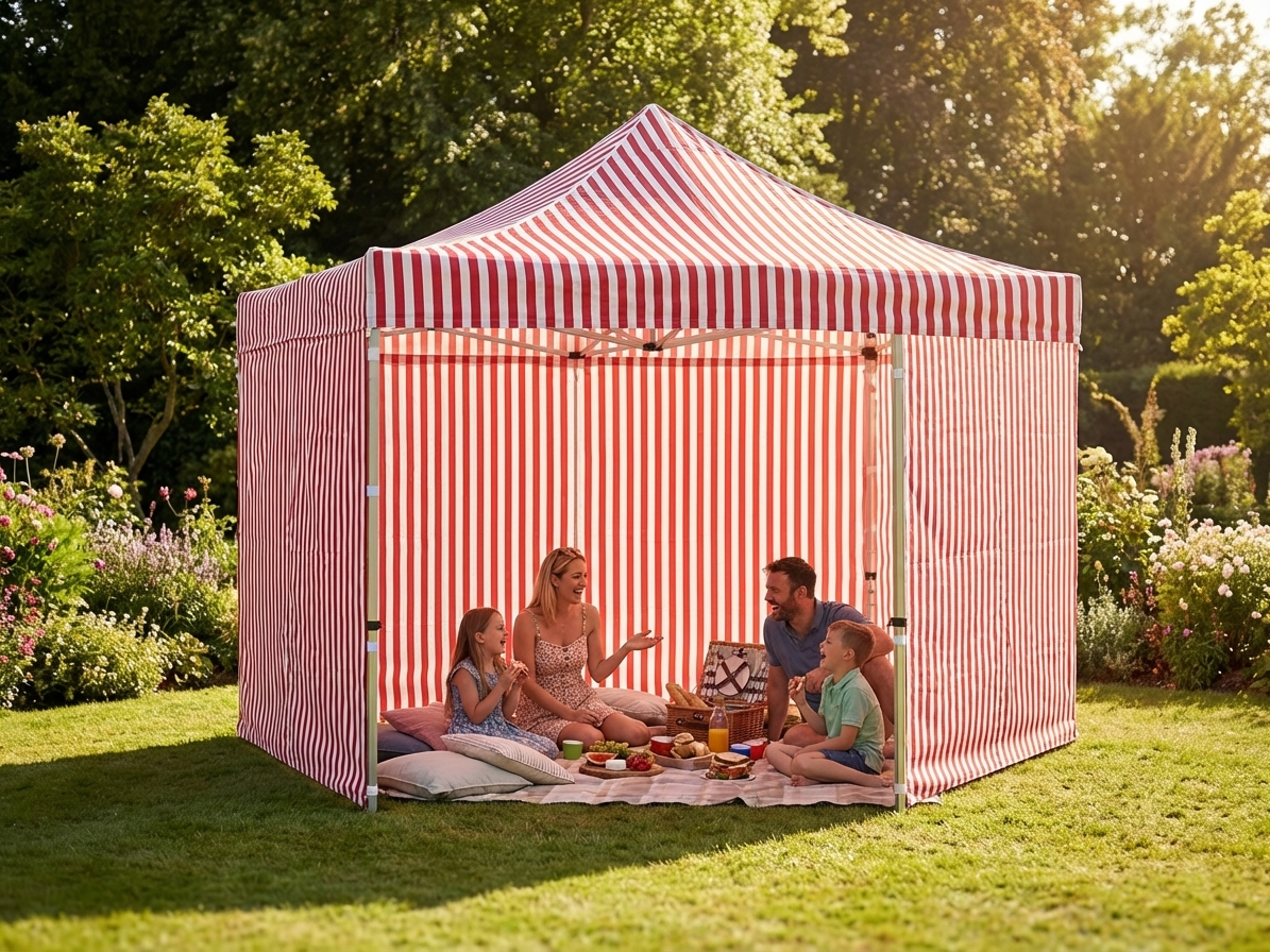 4x4m Pop Up Gazebo in White and Red with Aluminium Frame for Outdoor Events - view 3