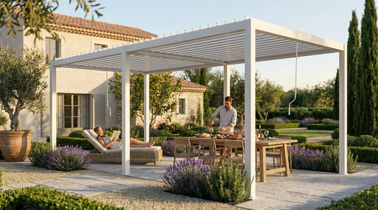 Steel Pergola Gazebo with White Finish for Outdoor Use - product detail