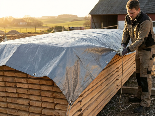 Grey tarpaulin 6x14 m for outdoor protection - product detail