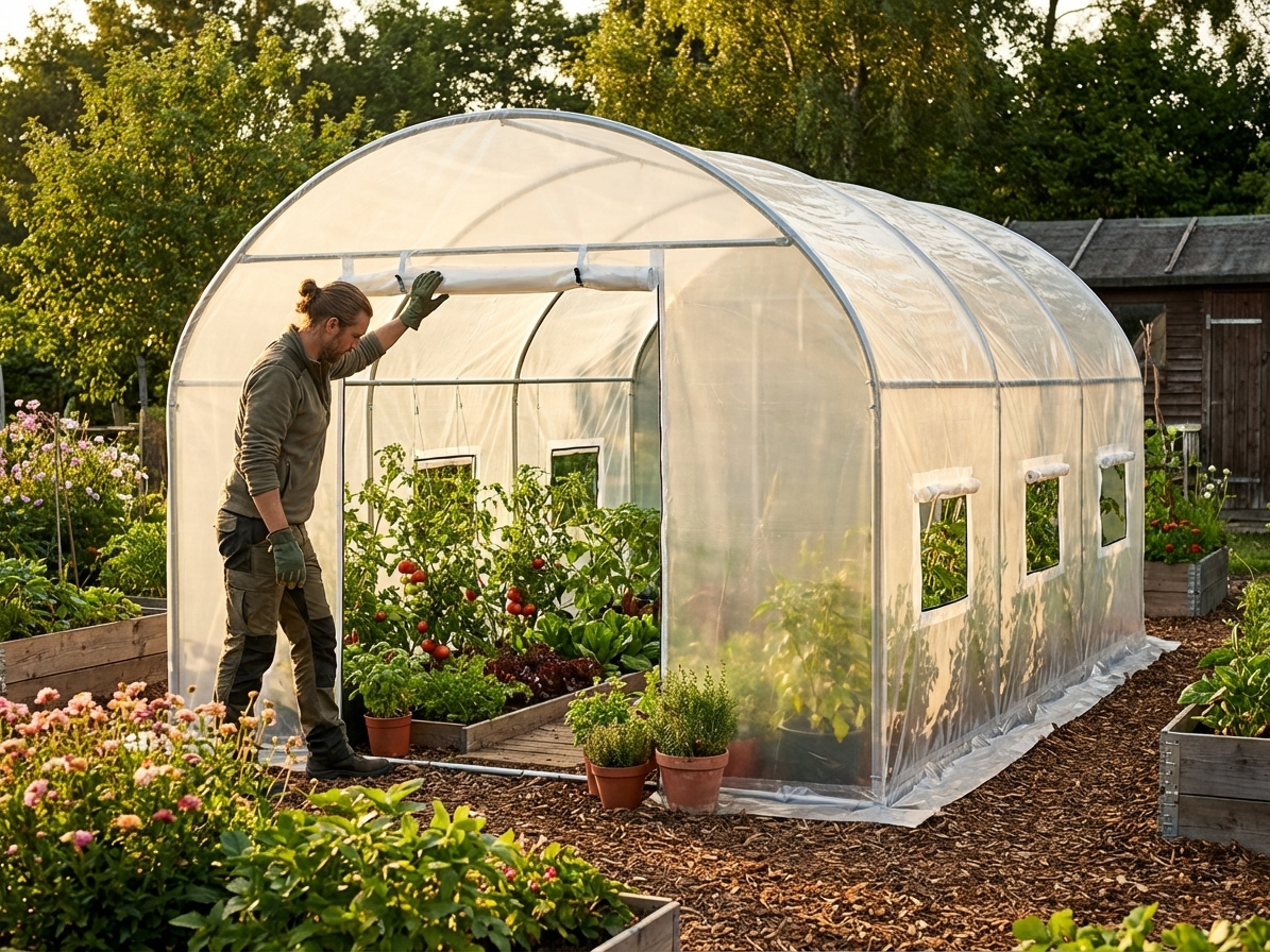 Transparent polytunnel greenhouse cover 3x3x2m - view 3
