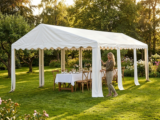 White PVC marquee roof cover 4x10 m for outdoor events - product detail
