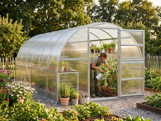 Polycarbonate Greenhouse 3x6m Silver with Steel Frame - product detail