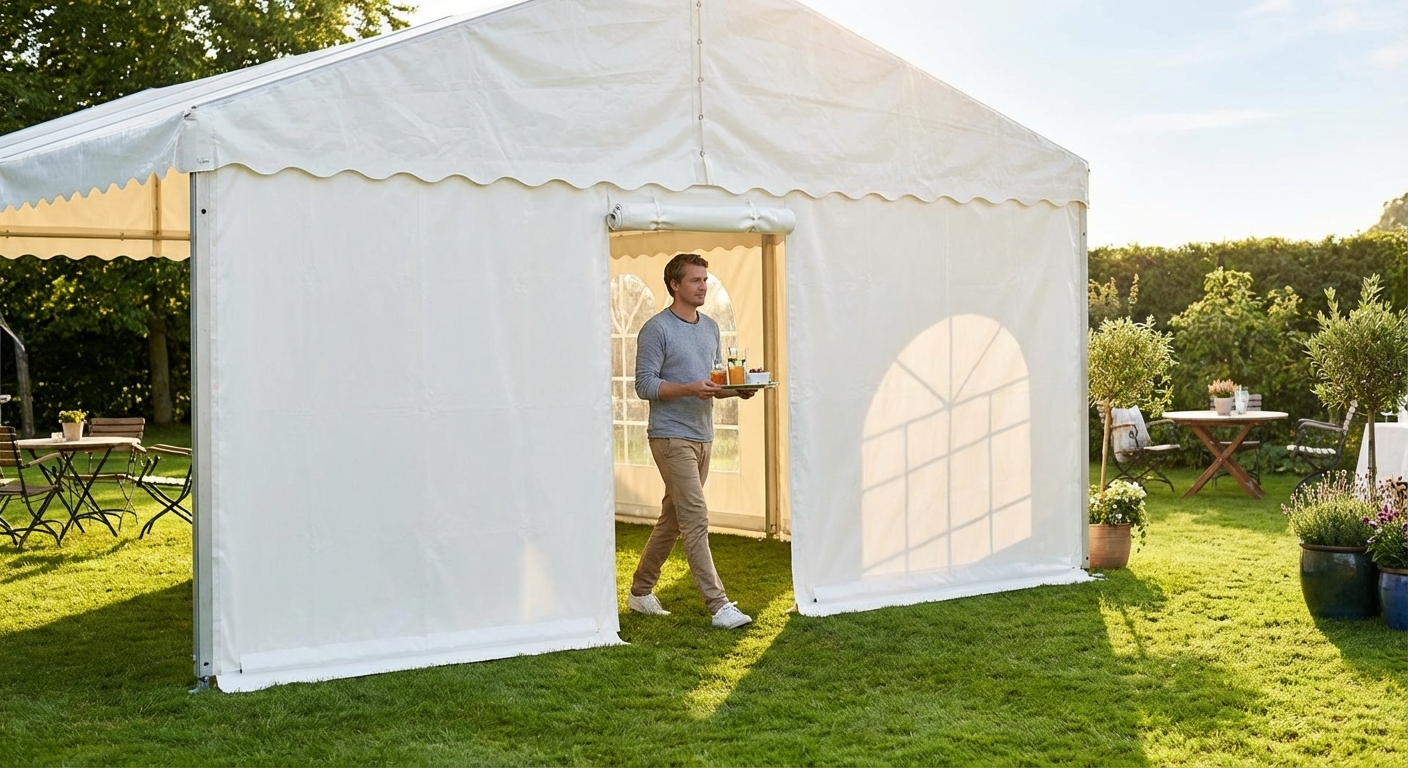 PVC endwall for outdoor events, 4m white, waterproof and UV-resistant - view 3