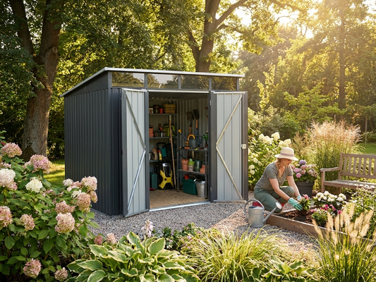 Anthracite garden shed made from galvanised steel - product detail