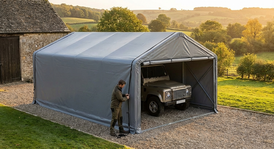 Grey PVC roof cover for portable garage, 3.6x6m - product detail